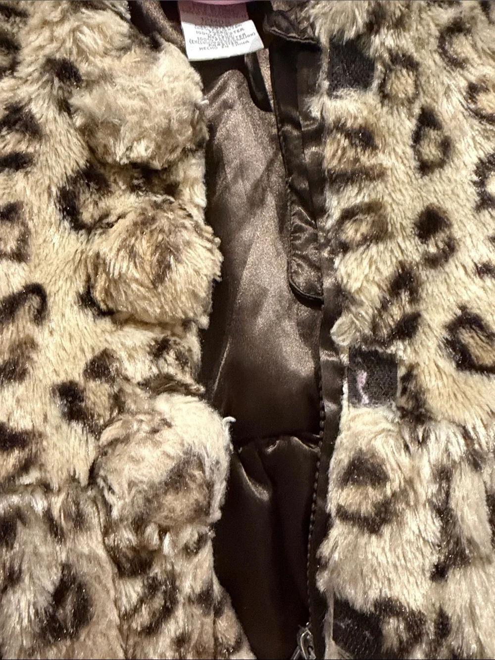 Faux-Fur Leopard Hooded Pea Coat for Kids - Beige/Brown